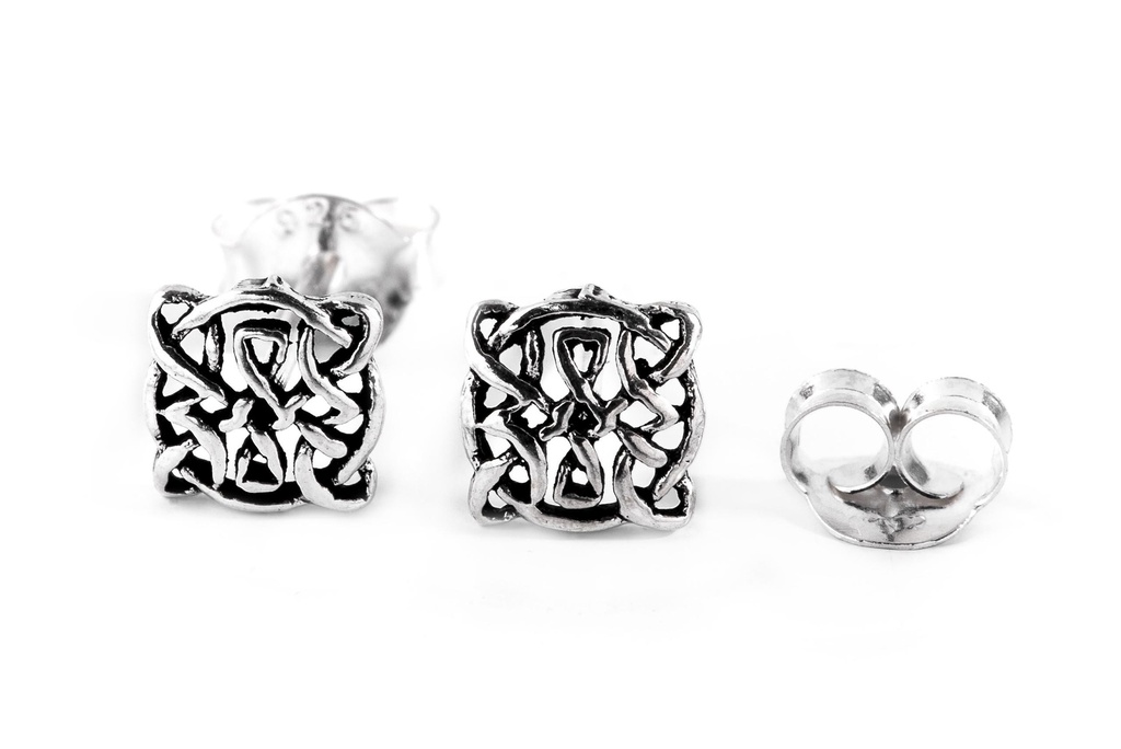 [ost12] Ohrstecker 'Celtic Merlons' Sterling Silber 925 - Schmuck für Mittelalter, Reenactment und Larp
