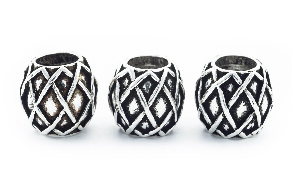 Wikinger Bart- & Haarperle "Nyi" aus Silber 925 – Zopfperle mit historischem Muster 9 mm