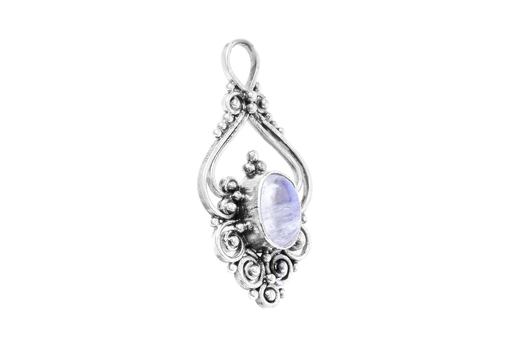 [As30-6] Amulett, Anhänger 'Salia - Mondstein' aus Silber 925 - Mittelalter, Larp, Reenactment Schmuck
