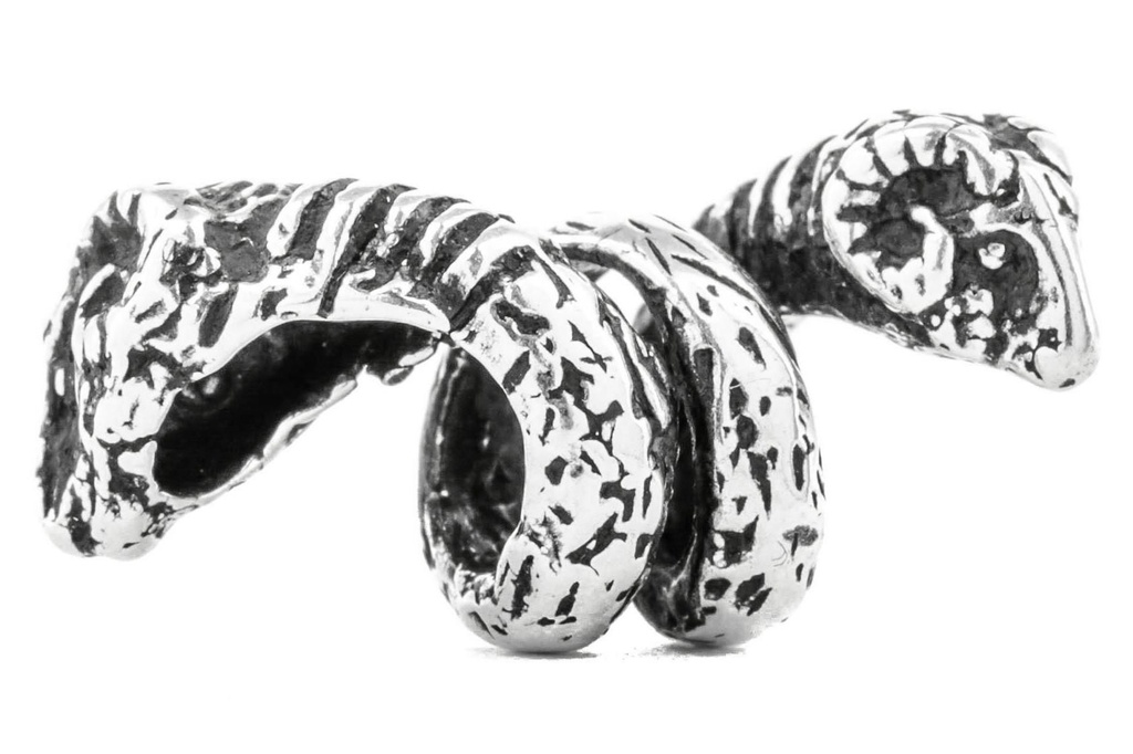 Wikinger Perle "Navin" aus Silber 925 – Bart- & Haarperle mit Widderköpfen 2,4 cm