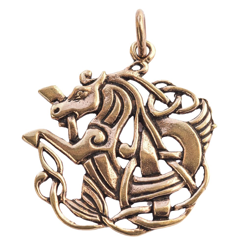 [acb541] Keltisches Amulett, Anhänger Gultoppr aus Bronze- Mittelalter, Larp, Reenactment Schmuck
