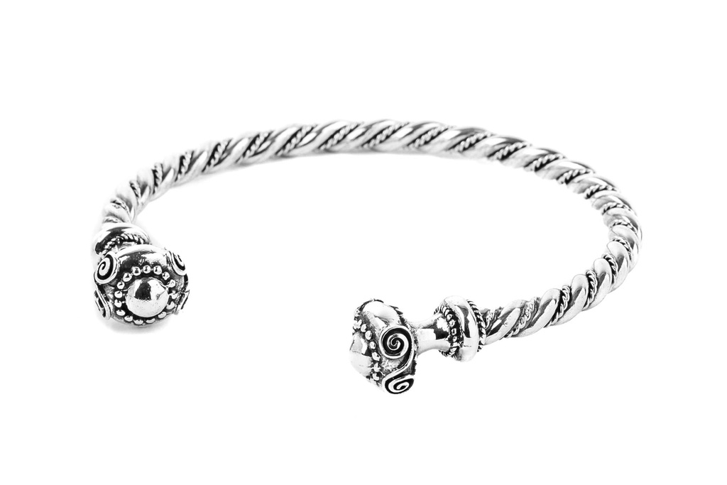 [arm40] Keltischer Silber Armreif 'Tristan' für Männer - Bronze- und Silberschmuck für Reenactment, LARP und Fantasie