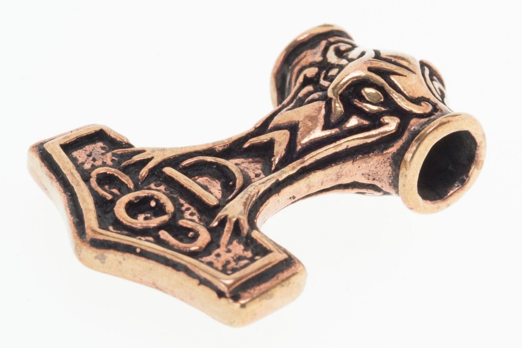 [atb6] Thorshammer Mjölnir Anhänger 'Nordmann' aus Bronze - Mittelalter, Larp, Reenactment Schmuck