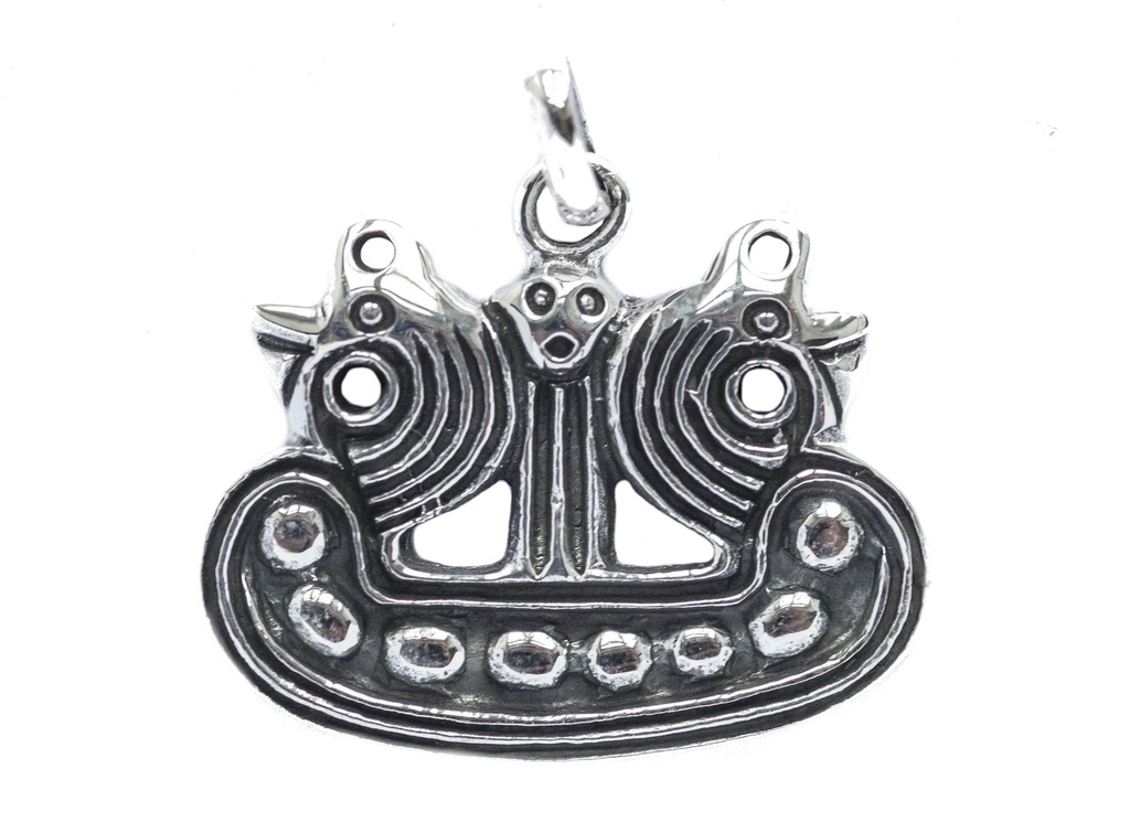 [av45] Anhänger ODIN mit Hugin & Munin aus Silber – Wikinger Amulett 2,5 cm