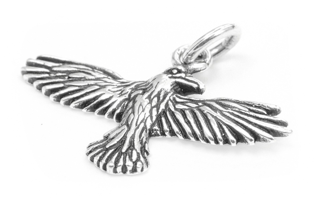 [am113] Amulett, Anhänger 'Hugin - Kleiner Rabe' aus Silber 925 - Mittelalter, Larp, Fantasy Schmuck