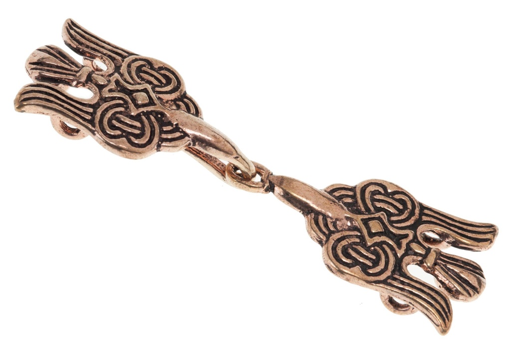 Fibel Brosche 'Gewandschließe - Hugin & Munin' aus Bronze - Mittelalter, Larp, Fantasy Schmuck
