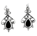 Schmuck Ohrhänger Macy Onyx 2,8 cm – Silber 925 – Filigrane Ohrringe mit schwarzem Edelstein