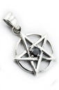 Amulett, Anhänger 'Pentagramm mit schwarzem Stein' aus Silber 925 - Mittelalter, Larp, Fantasy Schmuck