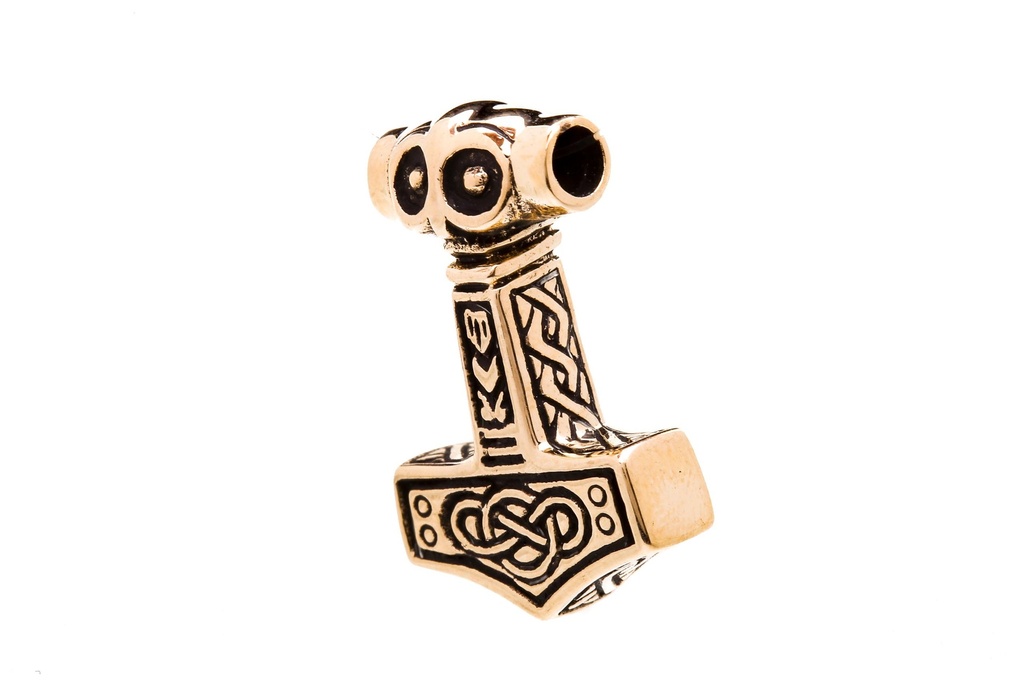 [Atb36-2] Thorshammer Mjölnir Anhänger 'Thorfinn' aus Bronze - Mittelalter, Larp, Reenactment Schmuck