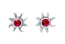 Ohrstecker 'Sonne mit rotem Stein' Sterling Silber 925 - Schmuck für Mittelalter, Reenactment und Larp