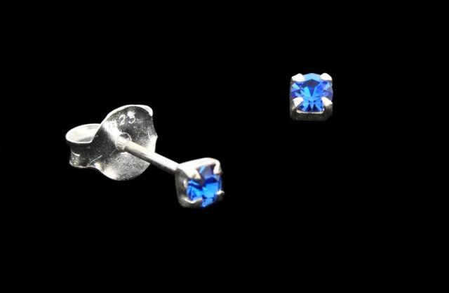 [ost127] Ohrstecker 'Small Blue Crystal' Sterling Silber 925 - Schmuck für Mittelalter, Reenactment und Larp
