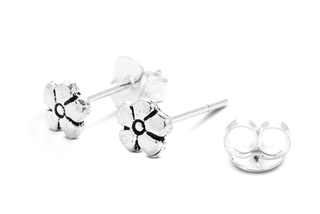 [ost78-3] Ohrstecker 'Lamina Blume' Sterling Silber 925 - Schmuck für Mittelalter, Reenactment und Larp