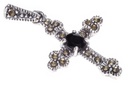 Mittelalter Kreuz-Anhänger LÁRA mit schwarzem Kristall aus 925er Silber – Mystisches Schutzsymbol (3,2 cm)