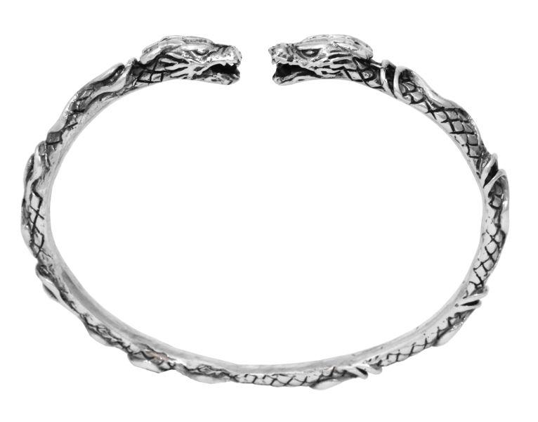 [arm15] Wikinger Armreif 'Jormungand' Drachen Silber - Bronze- und Silberschmuck für Reenactment, LARP und Fantasie