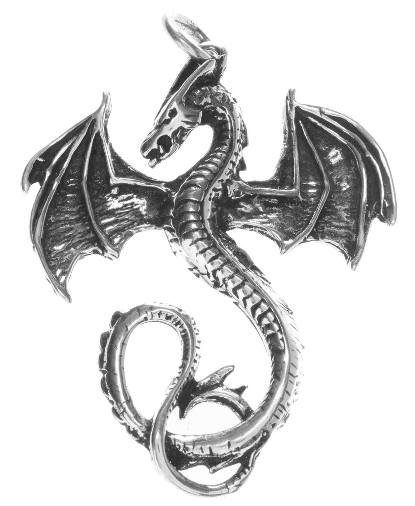 [ad20] Drachen Amulett, Anhänger 'Mortiferus' aus Silber 925 - Mittelalter, Larp, Reenactment Schmuck