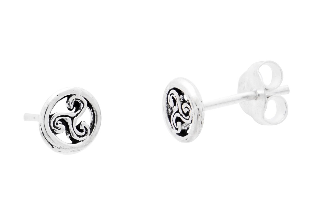 Keltische Ohrstecker Ciana aus Silber – Triskele Ohrringe 7 mm