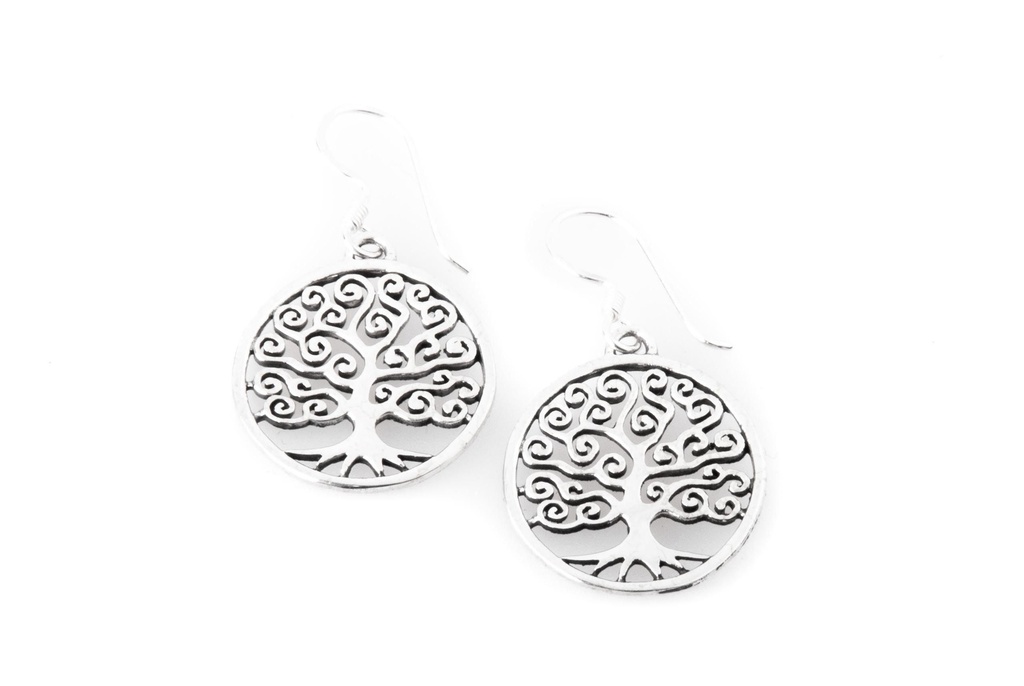 Ohrhänger MAJA aus 925er Silber Ø 2 cm – Baum des Lebens Ohrringe keltischer Symbolschmuck