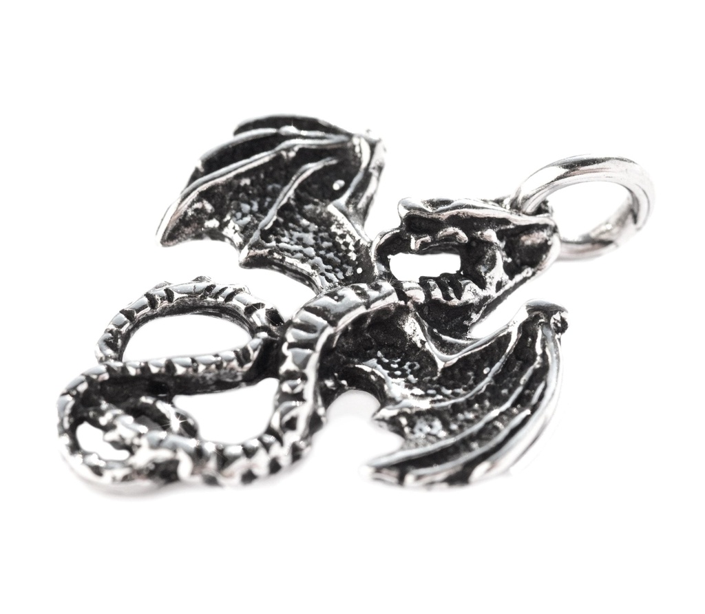 [ad30] Kleiner Feuerdrachen-Anhänger SEPTÂ aus 925er Silber – Symbol für Mut und Leidenschaft (2,9 cm)