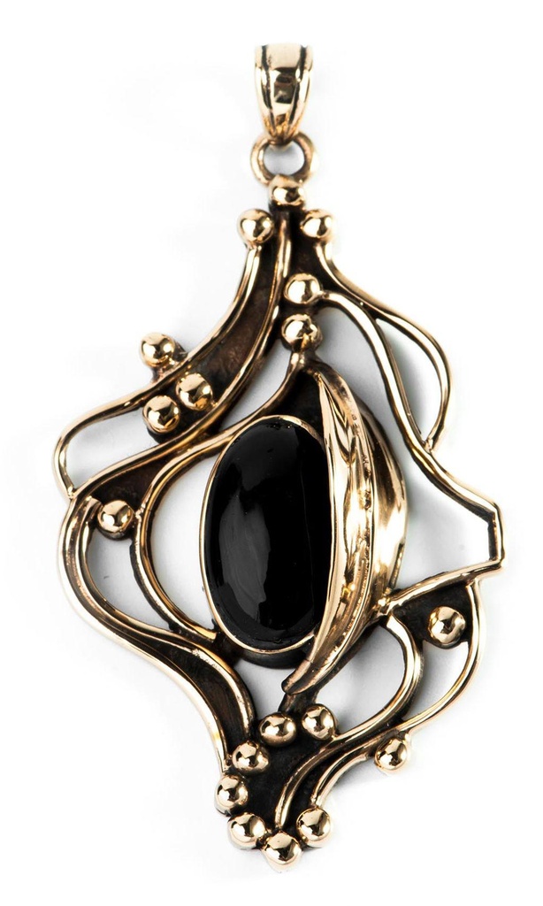 [asb309] Amulett, Anhänger 'Isira - Onyx' aus Bronze - Mittelalter, Larp, Reenactment Schmuck