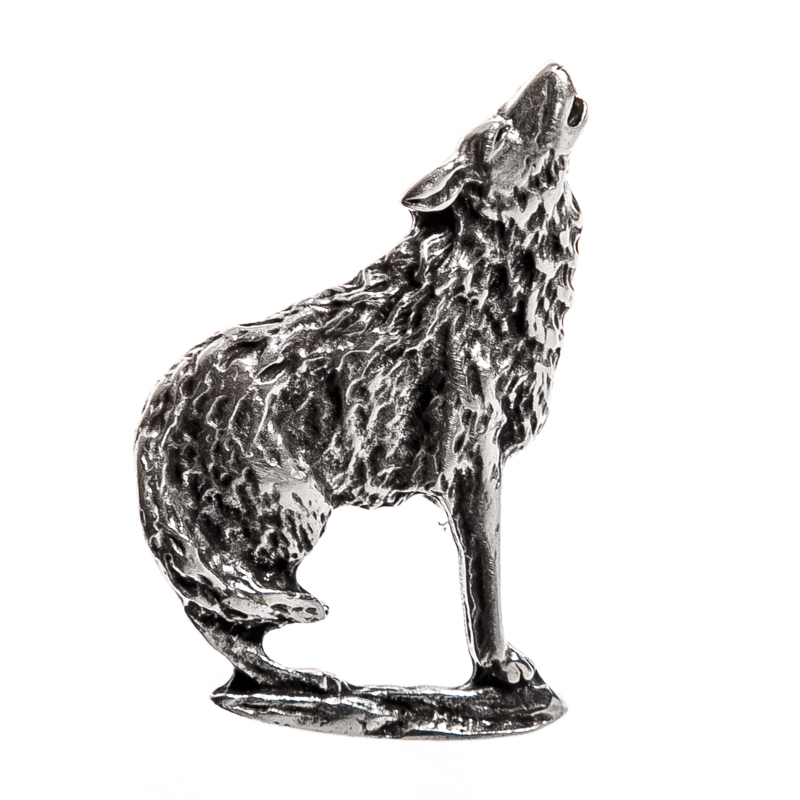 heulender Wolf, silberfarben