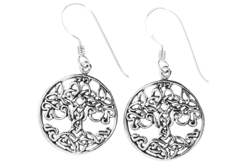 Keltische Ohrhänger Varuna aus Silber – Lebensbaum-Schmuck 2,1 cm