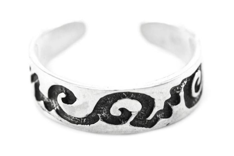 [zr25] Zehenring "Tribal Spirals" aus Silber 925 – Mystischer Schmuck mit Spiralmuster 5 mm