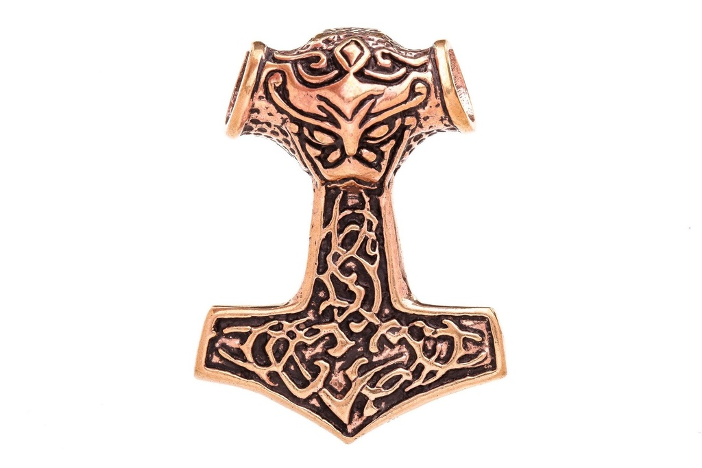 Thorshammer Anhänger MJÖLNIR aus Bronze – Großer Mjölnir Wikinger Amulett 5 cm