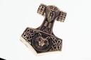 Thorshammer Mjölnir Anhänger 'Thoron - Thorhammer mit Odins Kopf' aus Bronze - Mittelalter, Larp, Reenactment Schmuck