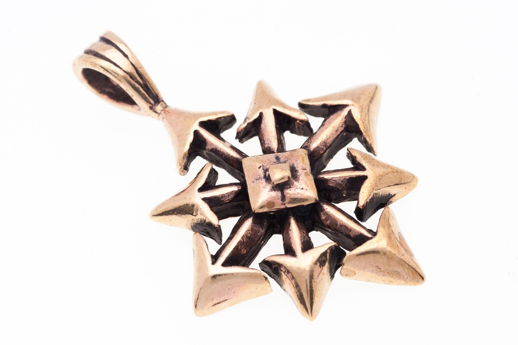 [WK2015-amb44] Schmuck-Anhänger CHAOS 3,8 cm – Chaosstern-Amulett aus Bronze für Freiheit & Wandel