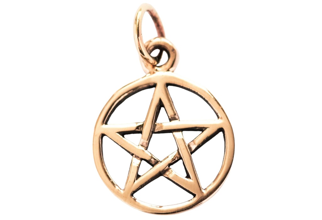 [acb18] Keltisches Amulett, Anhänger 'Kleines Pentagramm' aus Bronze- Mittelalter, Larp, Reenactment Schmuck