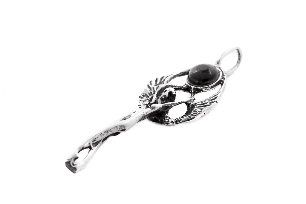 [am80] Elfen-Anhänger MYFANNY aus 925er Silber mit Onyx – Mystisches Symbol für Magie und Leichtigkeit (4,1 cm)