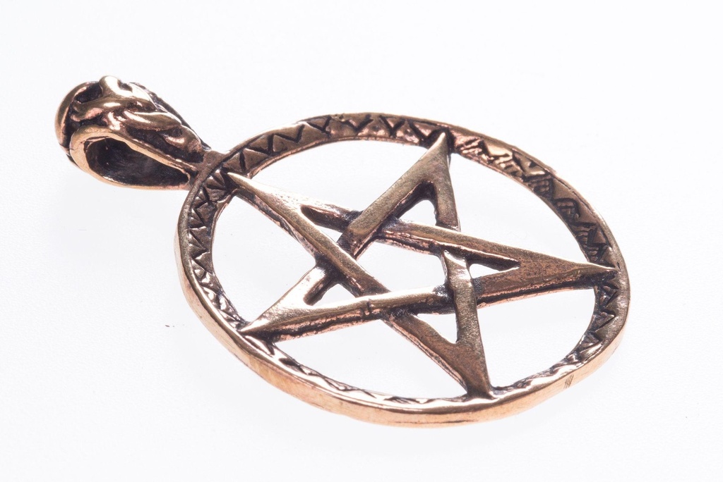 [acb11] Keltisches Amulett, Anhänger 'Pentagramm Schutzsymbol' aus Bronze- Mittelalter, Larp, Reenactment Schmuck