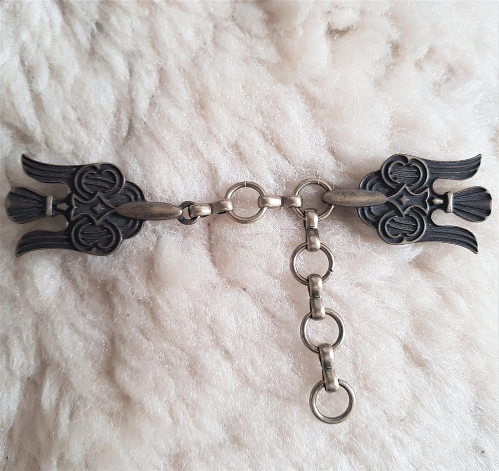 großer Raben-Verschluss "Hugin & Munin", altmessingfarben