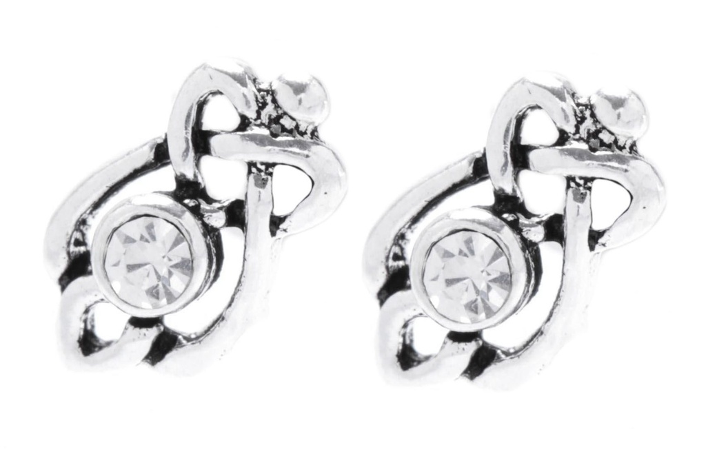 [ost82] Ohrstecker 'Keltische Ohrstecker mit weißen Kristallen' Sterling Silber 925 - Schmuck für Mittelalter, Reenactment und Larp