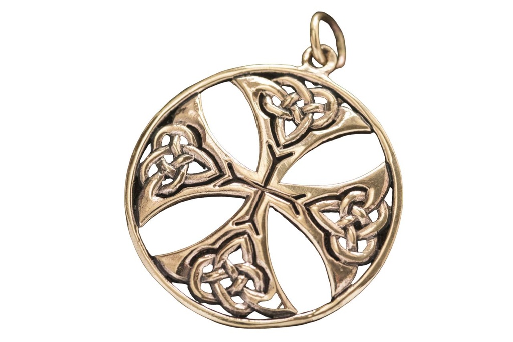[acb531] Keltisches Amulett, Anhänger 'Kreuz der Kelten' aus Bronze- Mittelalter, Larp, Reenactment Schmuck