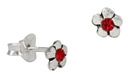 Ohrstecker 'Lamina Blume Rot' Sterling Silber 925 - Schmuck für Mittelalter, Reenactment und Larp