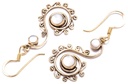 Ohrhänger 'Amina Spirals Perlmutt' Bronze Schmuck für Mittelalter, Reenactment und Larp