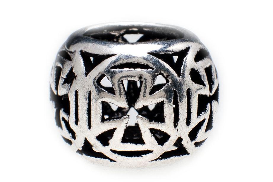 Ronan Kleines Templerkeuz Schmuckperle Silber 925 Bartperle Lockenperle - Accessoire für Historische Gewandungen, Reenactment und Liverollenspiel