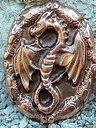 Drachen Amulett, kupferfarbener Beschlag