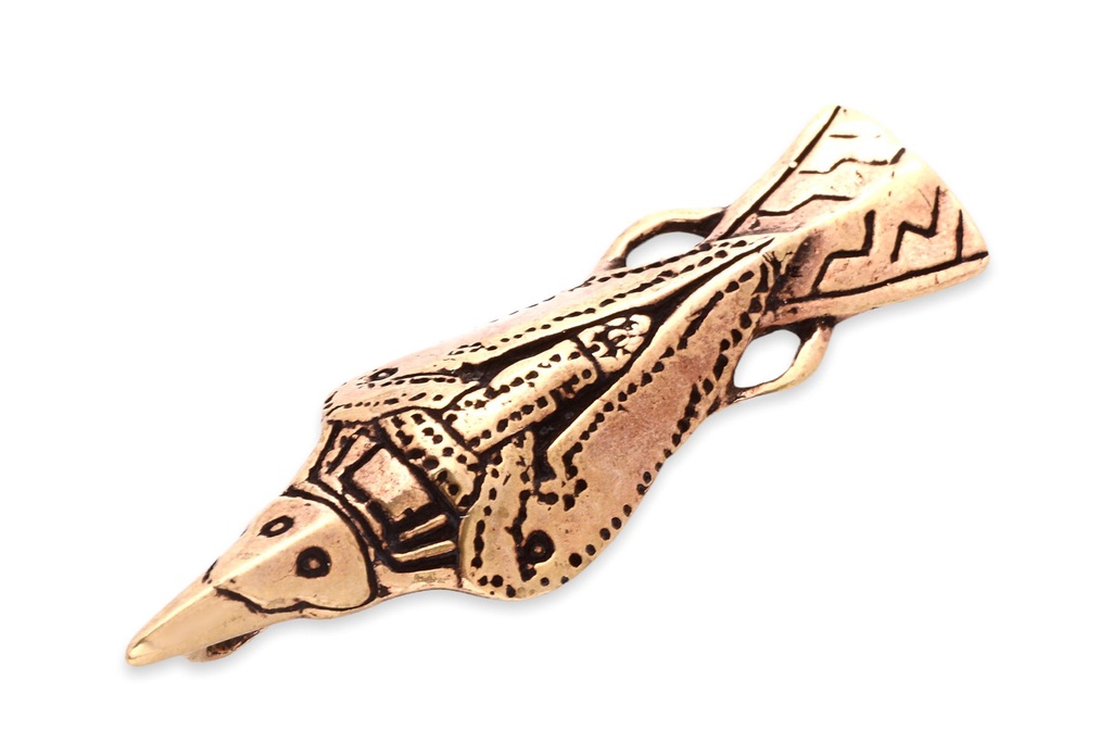 [avb511] Anhänger Wikinger Rabe in Bronze, Accessoire für Historische Gewandungen, Reenactment und Liverollenspiel
