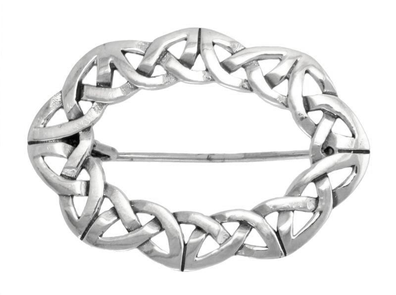 [br5] Keltische Brosche RIONA aus 925er Silber – 3,6 cm historische Fibel mit Knotenmuster