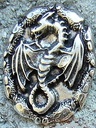 Drachen Amulett, silberfarbener Beschlag