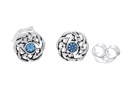 Ohrstecker Edina Celtic mit Türkis Kristall aus Silber 925 – Keltischer Ohrschmuck Ø 6 mm