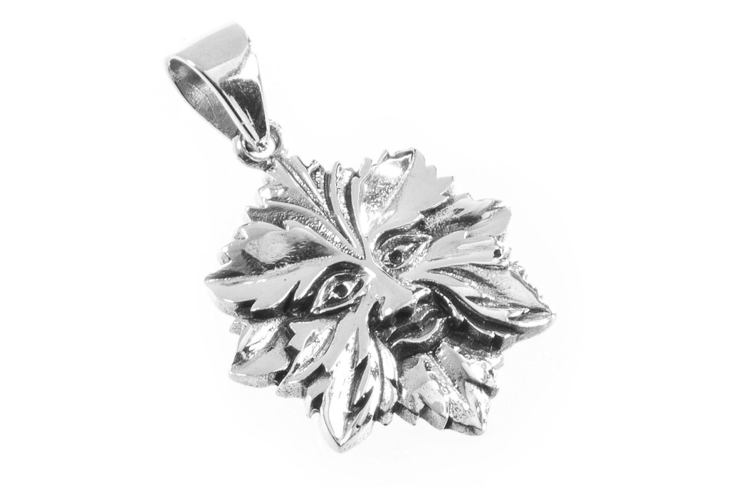 Schmuckstück  Irischer Schmuck Anhänger LUCA Ø 3.4 cm Green Man Der Grüne Mann Silber 3.4 cm
