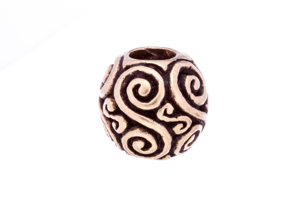 [apb7] RAYAN Bartperle aus Bronze – Wikinger Haarschmuck mit Spiralgravur 1 cm