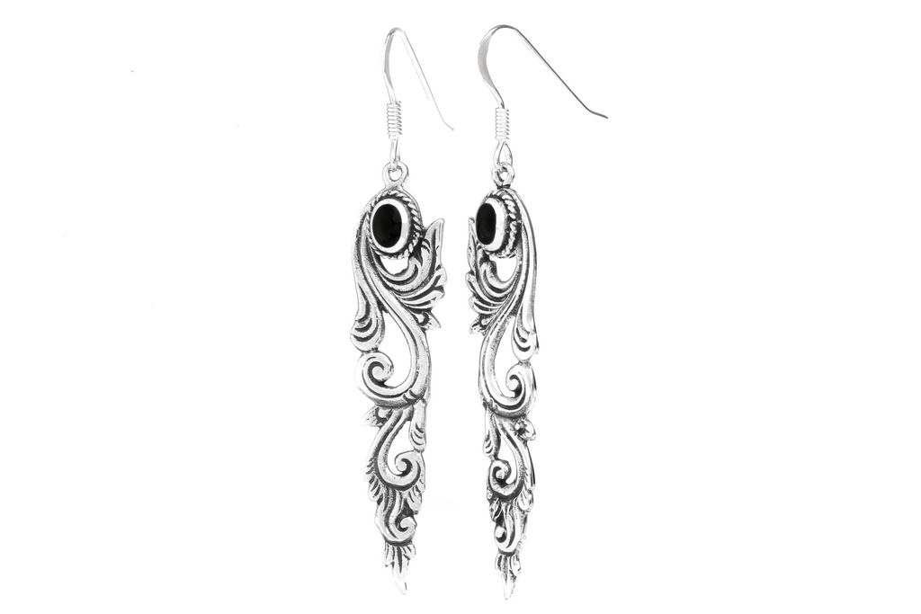 Ohrhänger „Lana Onyx“ aus 925er Silber – Damenohrringe 6,5 cm mit schwarzem Edelstein