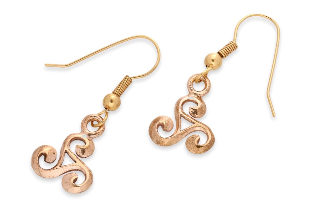[ohb564] Ohrhänger 'Triskele' Bronze Schmuck für Mittelalter, Reenactment und Larp