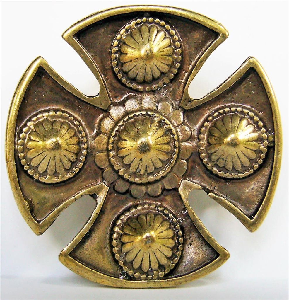 [N-109-2] Kreuz-Schild, messingfarben