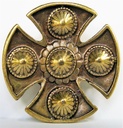Kreuz-Schild, messingfarben