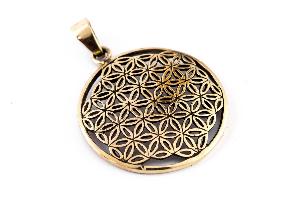 [WK2015-amb182] Schmuck-Anhänger AZIANA Ø 2,6 cm – Blume des Lebens aus Bronze für Energie & Balance